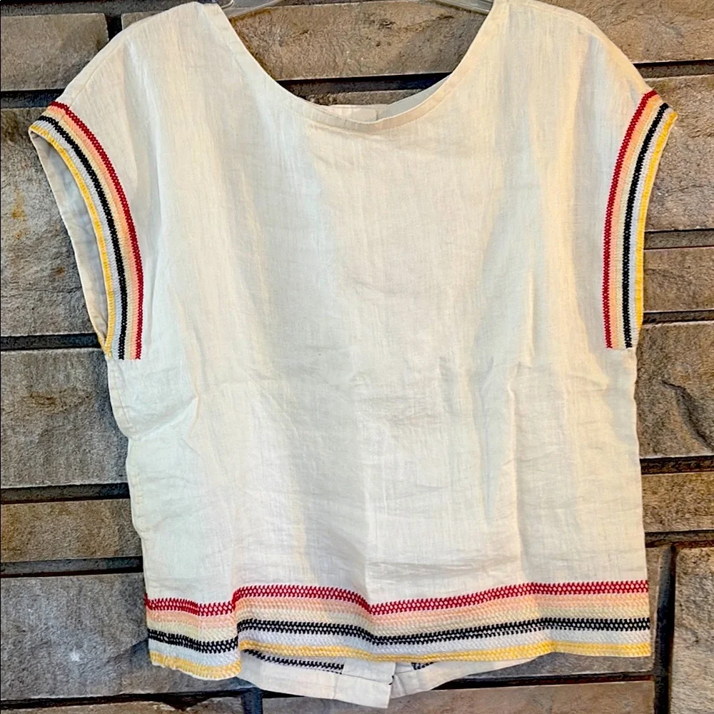 Linen Top with Multicolor Stripes